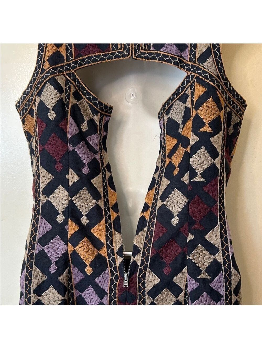 Free People Multicolor Aztec Embroidered Mini Dress size S - Picture 10 of 11